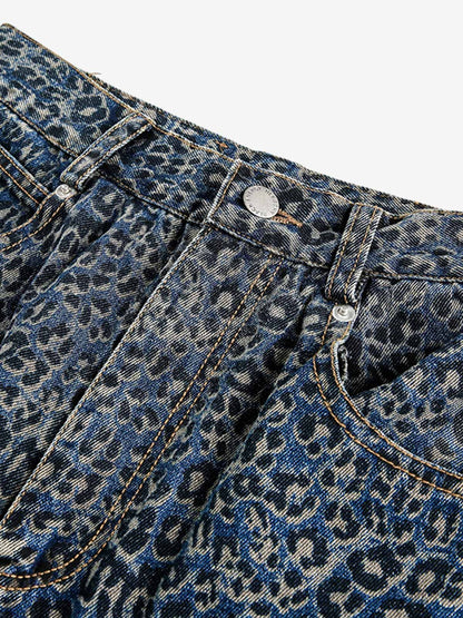 Revelse™ Leopard Print Denim Barrel Jeans