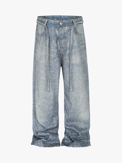 Revelse™ Distressed Denim Jeans with Diamond Belt Decor Detail
