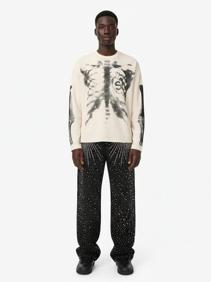 Revelse™ Skeleton Graphic Waffle Knit Sweatshirt