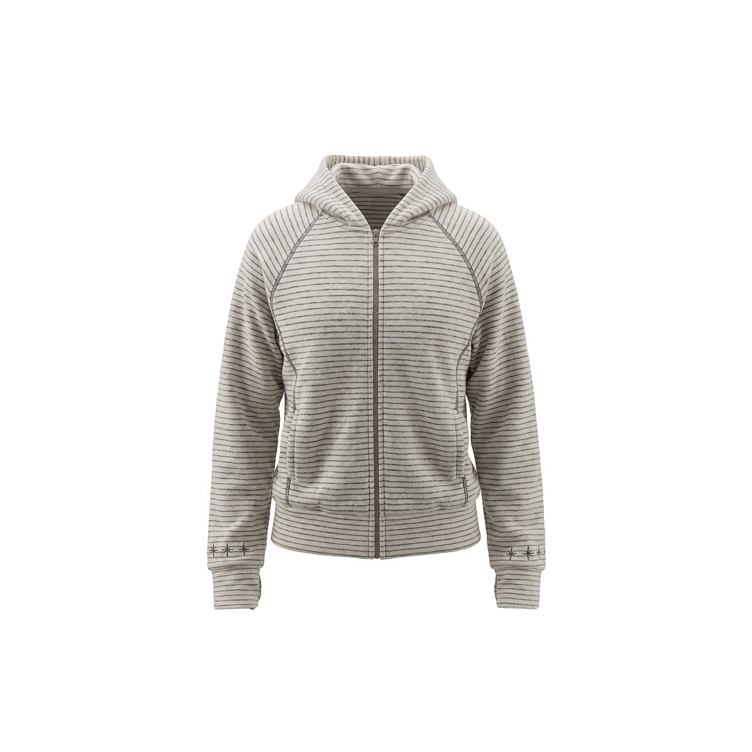 Close-up of the hoodie zip fastening and soft fabric