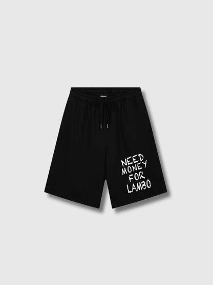 Revelse™ Unisex Cotton Graphic Drawstring Shorts Black White
