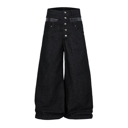 Double-Waist Baggy Barrel Jeans