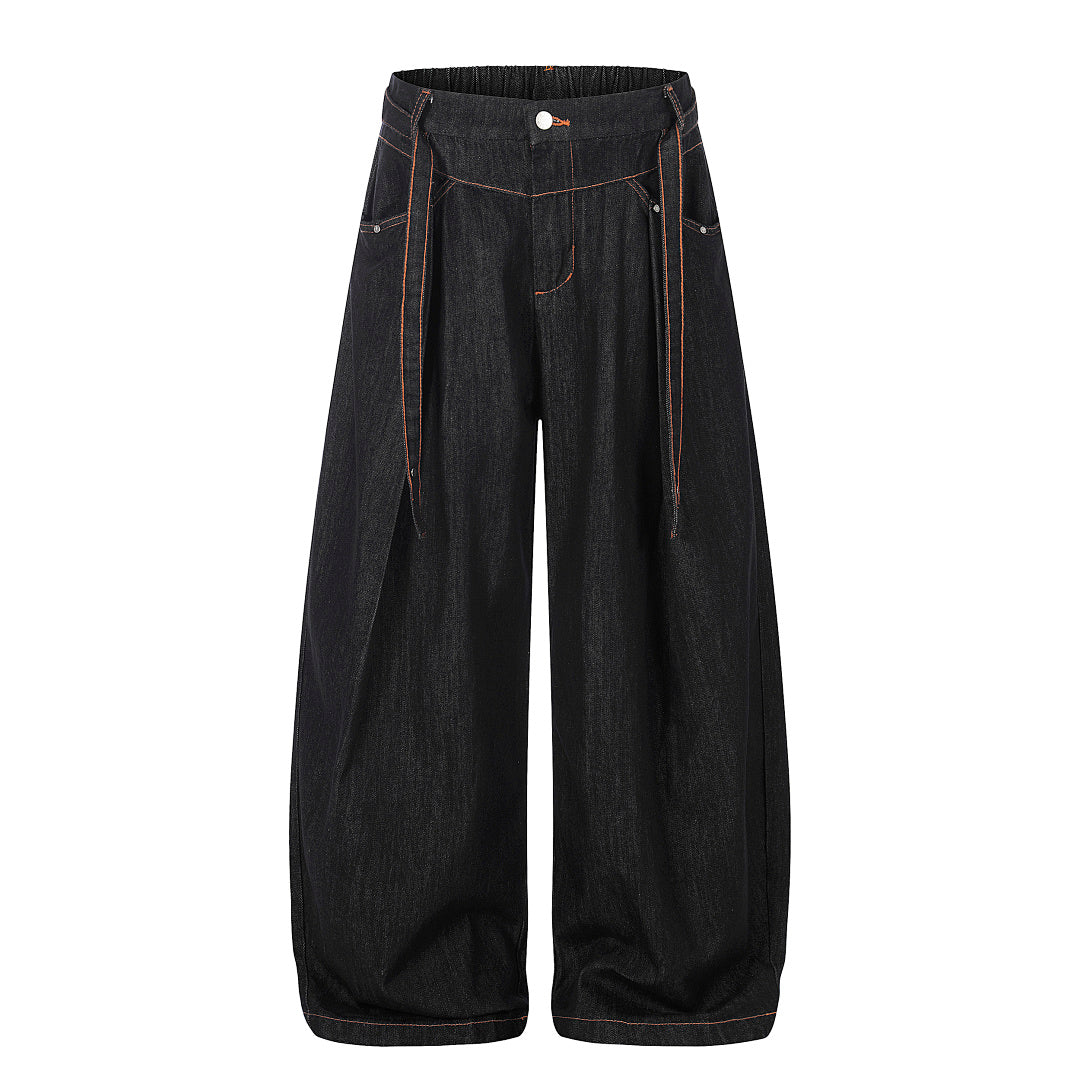 Pleated Baggy Barrel Jeans Relaxed Streetwear Fit