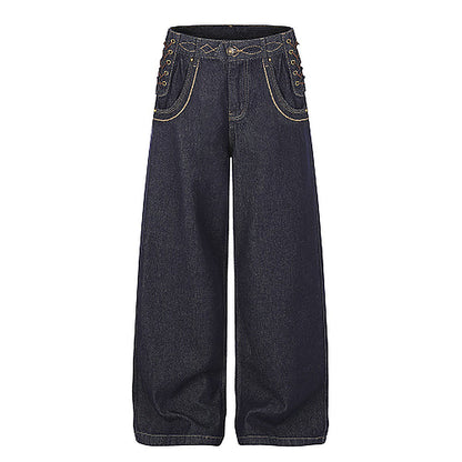 Baggy Jeans With Lace-Up Pocket Details