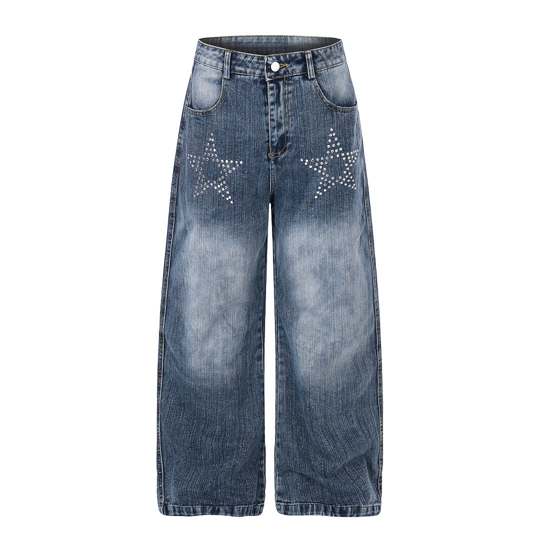 Rhinestone Star Baggy Jeans