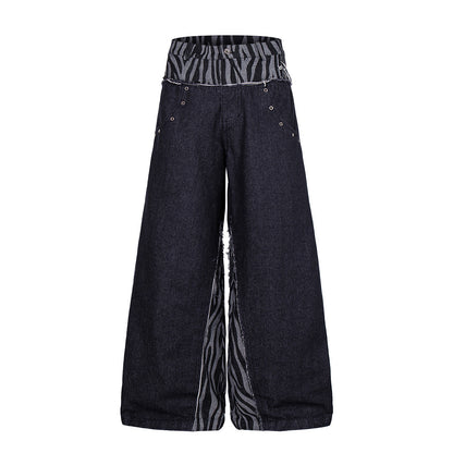 Baggy Jeans With Zebra Double Waist Detail
