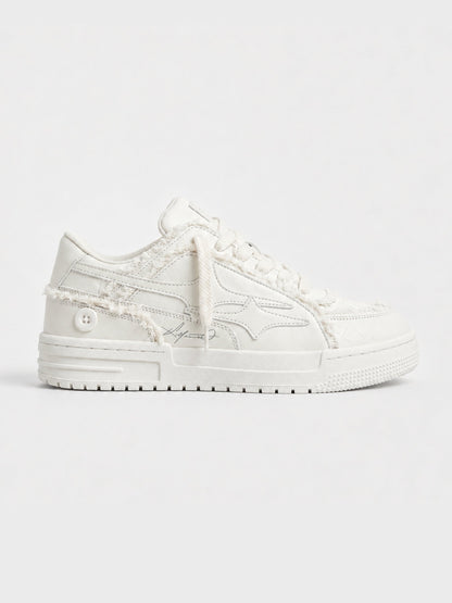 Cream Lace-Up Sneakers For Everyday Streetwear