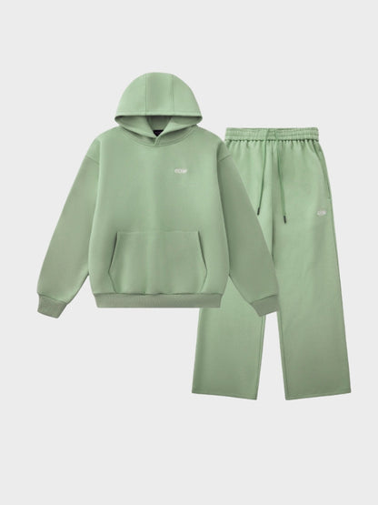 Revelse™ Oversized Cotton Blend Hoodie and Jogger Tracksuit Set Light Green