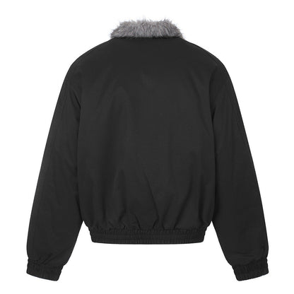 Men's short coat with faux fur collar styled for everyday wear