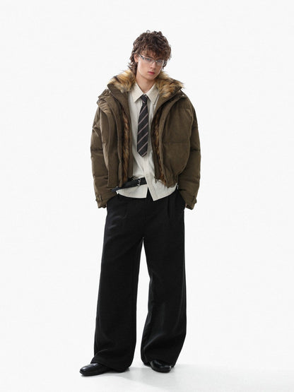 Faux fur trim detail around the hood of the puffer jacket
