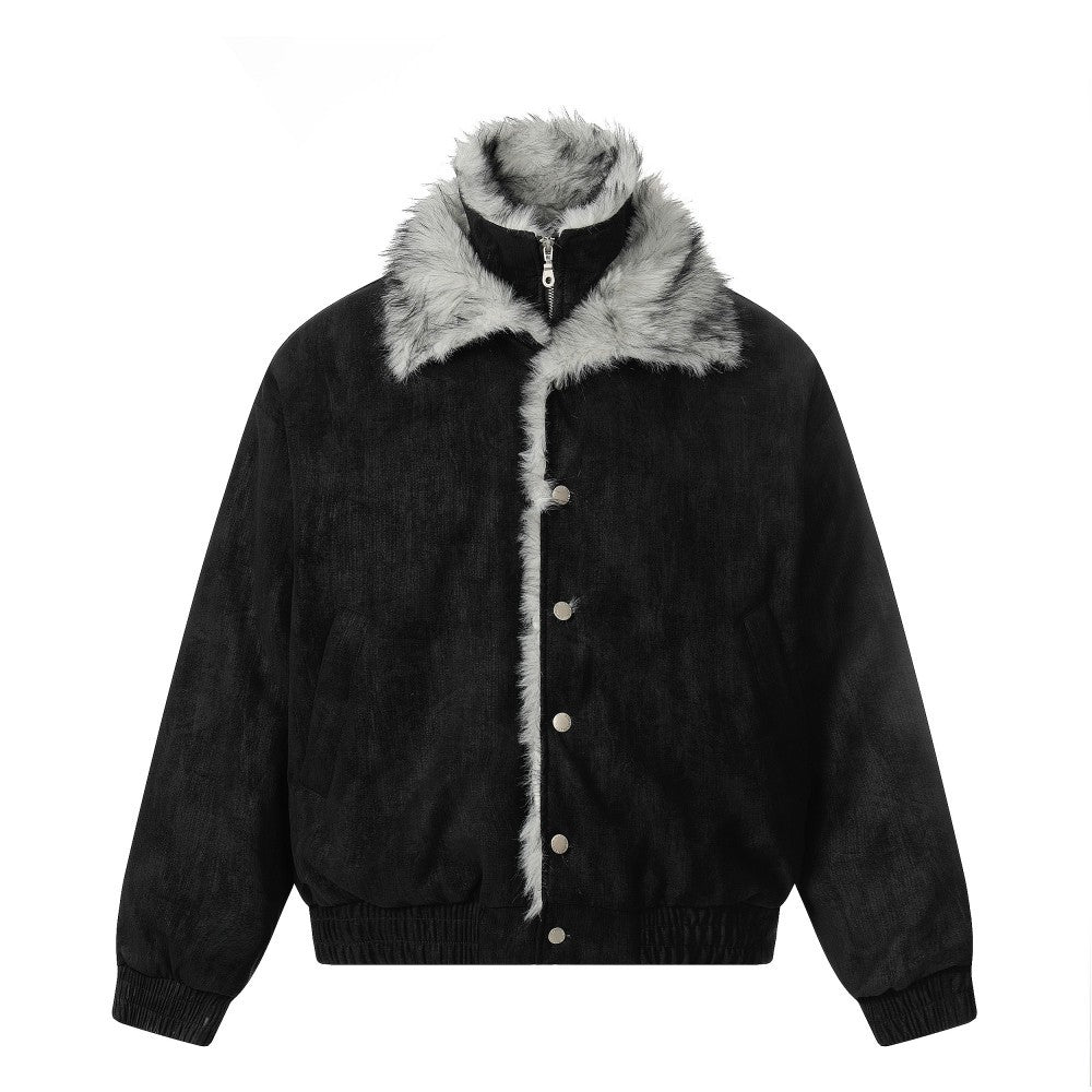 Faux fur collar cuff jacket shown from the front