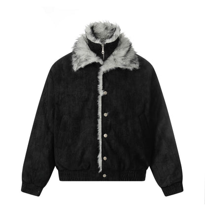 Faux fur collar cuff jacket shown from the front