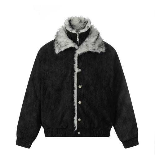 Faux fur collar cuff jacket shown from the front