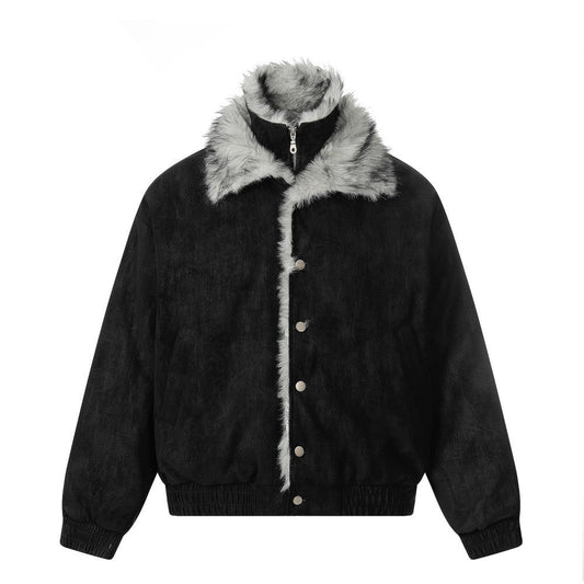 Faux fur collar cuff jacket shown from the front