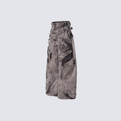 Wide leg denim jeans showing the relaxed silhouette from the front