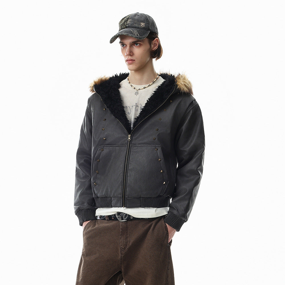 Zip fastening on the front of the PU leather jacket