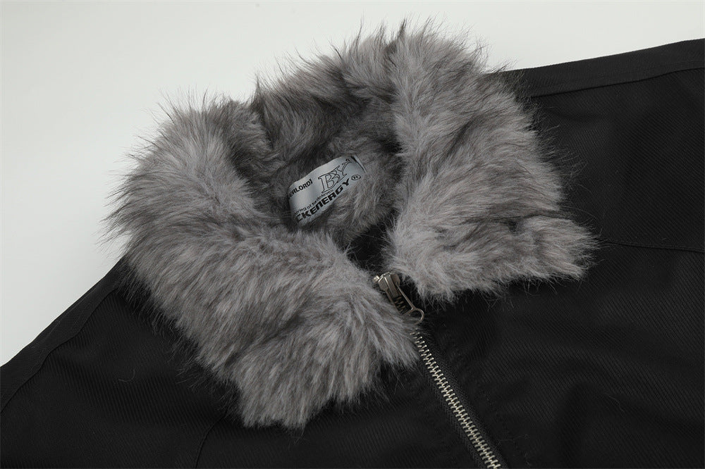 Close-up of the padded fabric on a men's bomber jacket