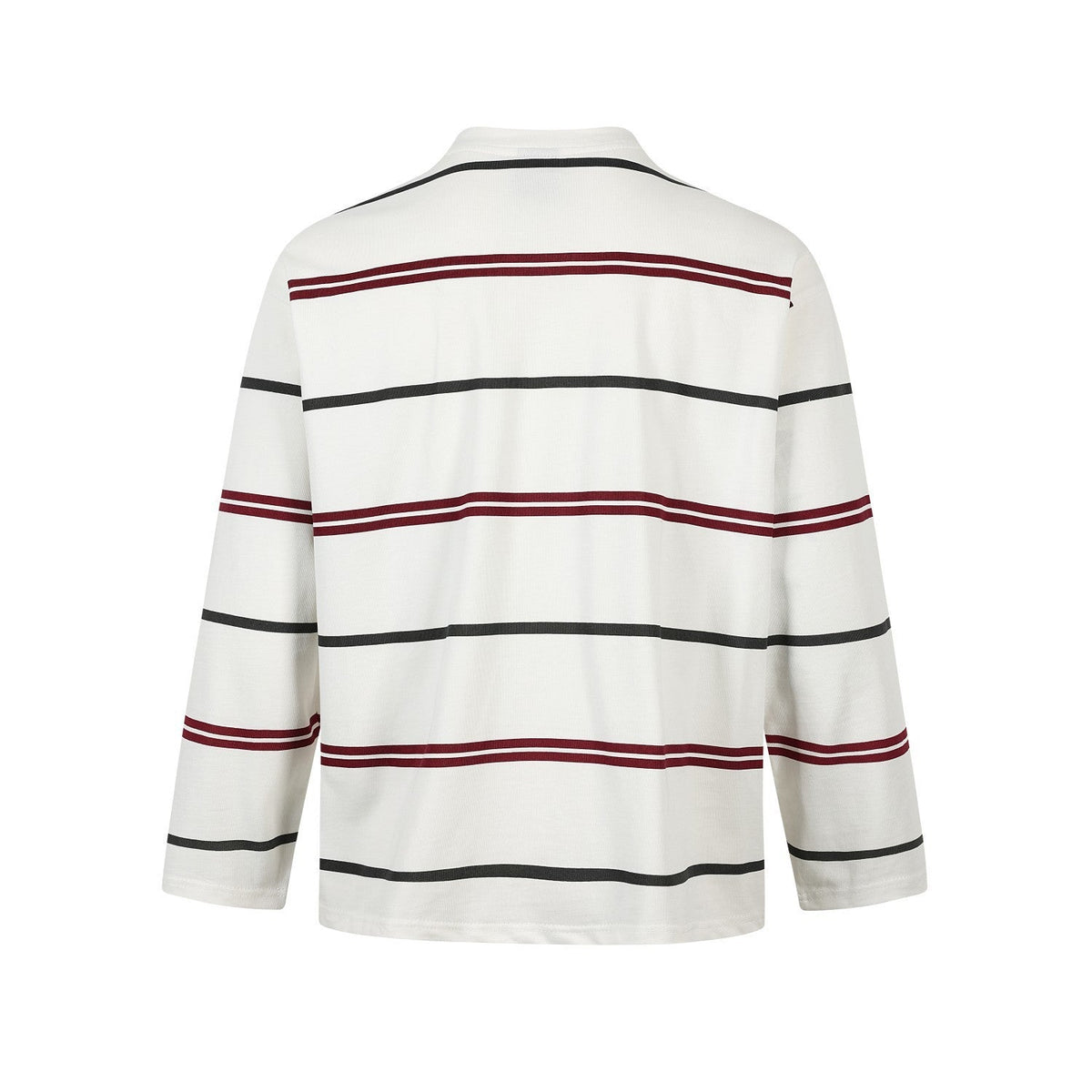 Long-sleeve oversized shirt with a black and blue stripe pattern