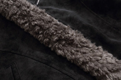 Back view highlighting the quilted pattern across the suede jacket
