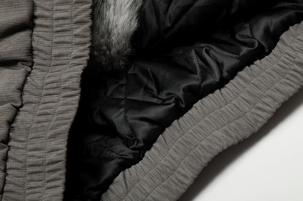 Detailed view of the jacket front and fastening