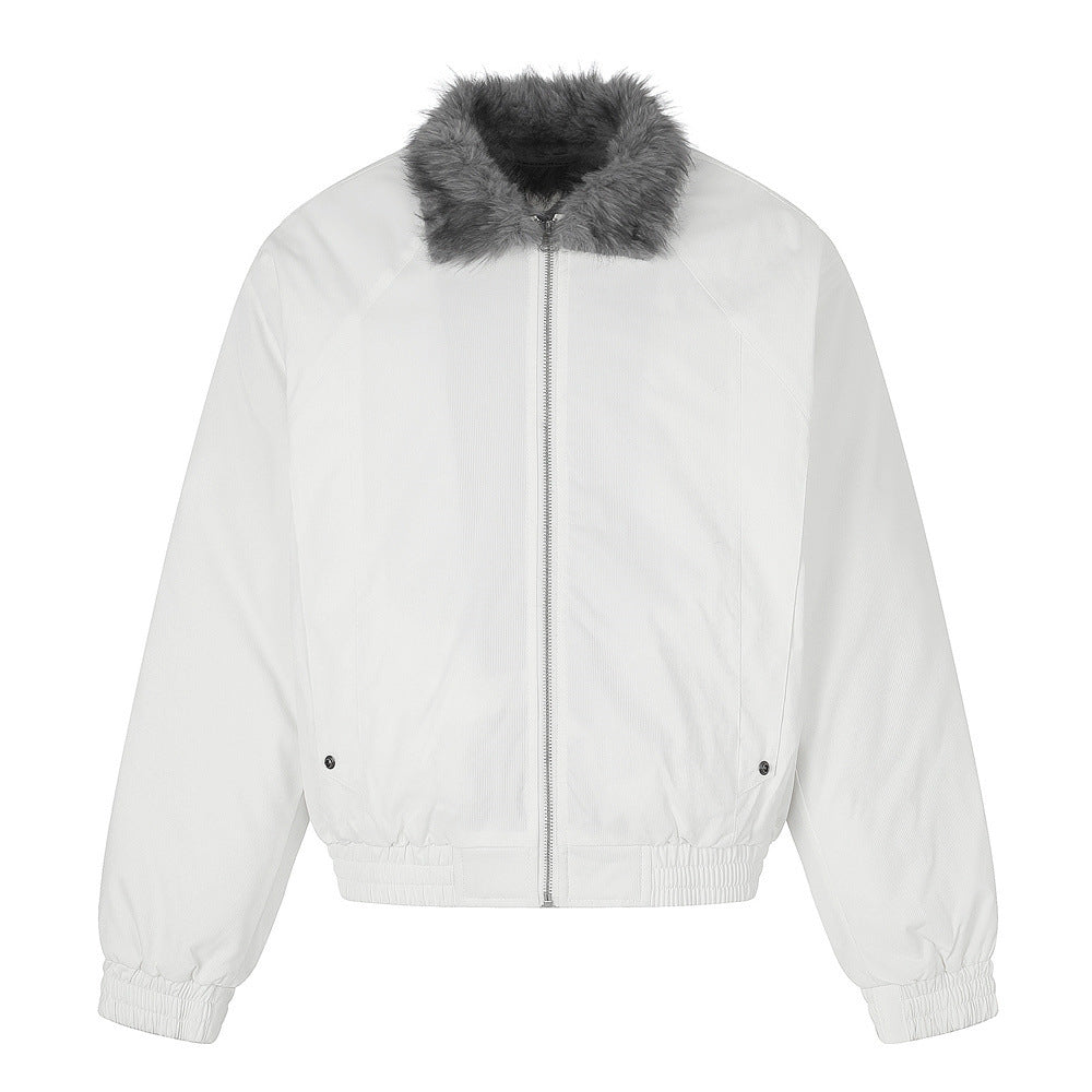 Men's Faux Fur Collar Bomber Jacket