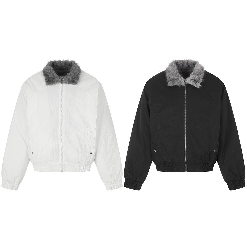 Men's oversized padded bomber jacket with faux fur collar