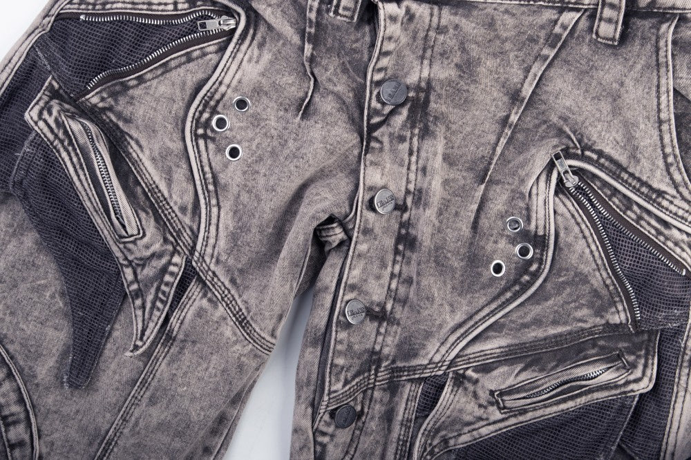 Wide leg jeans showing the structured waistband and flowing leg shape