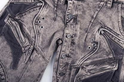 Wide leg jeans showing the structured waistband and flowing leg shape