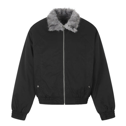 Men's Faux Fur Collar Bomber Jacket