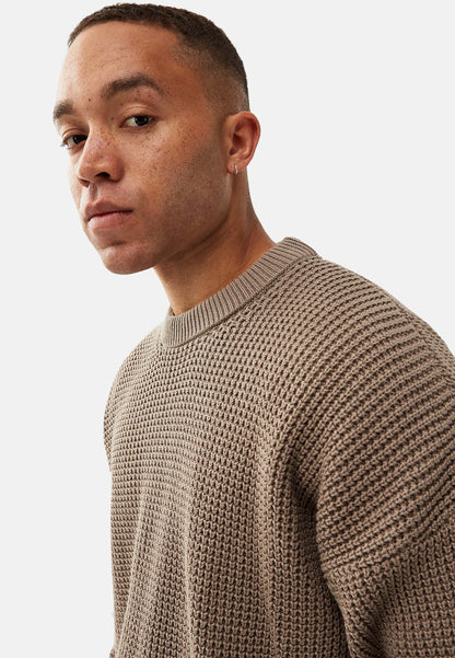 Revelse™ Boxy Waffle Knit Organic Cotton Sweater Mud