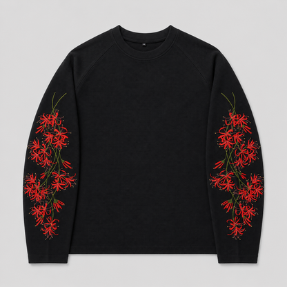 Revelse™ Embroidered Floral Longsleeve Shirt Red