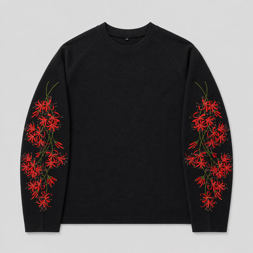 Revelse™ Embroidered Floral Longsleeve Shirt Red