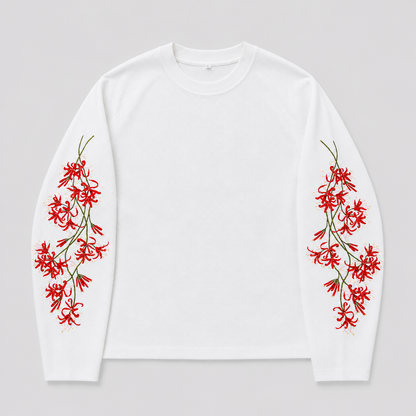 Revelse™ Embroidered Floral Longsleeve Shirt Red