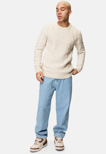 Revelse™ Organic Cotton Cable Knit Sweater Beige
