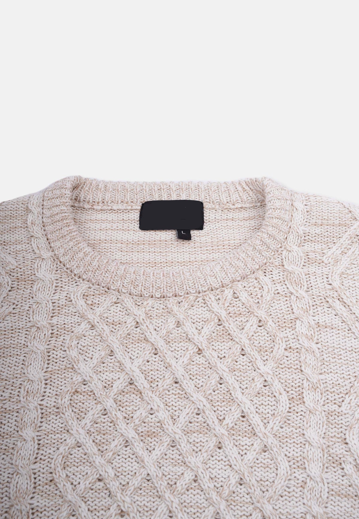 Revelse™ Organic Cotton Cable Knit Sweater Beige