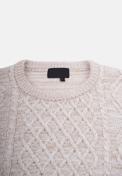 Revelse™ Organic Cotton Cable Knit Sweater Beige