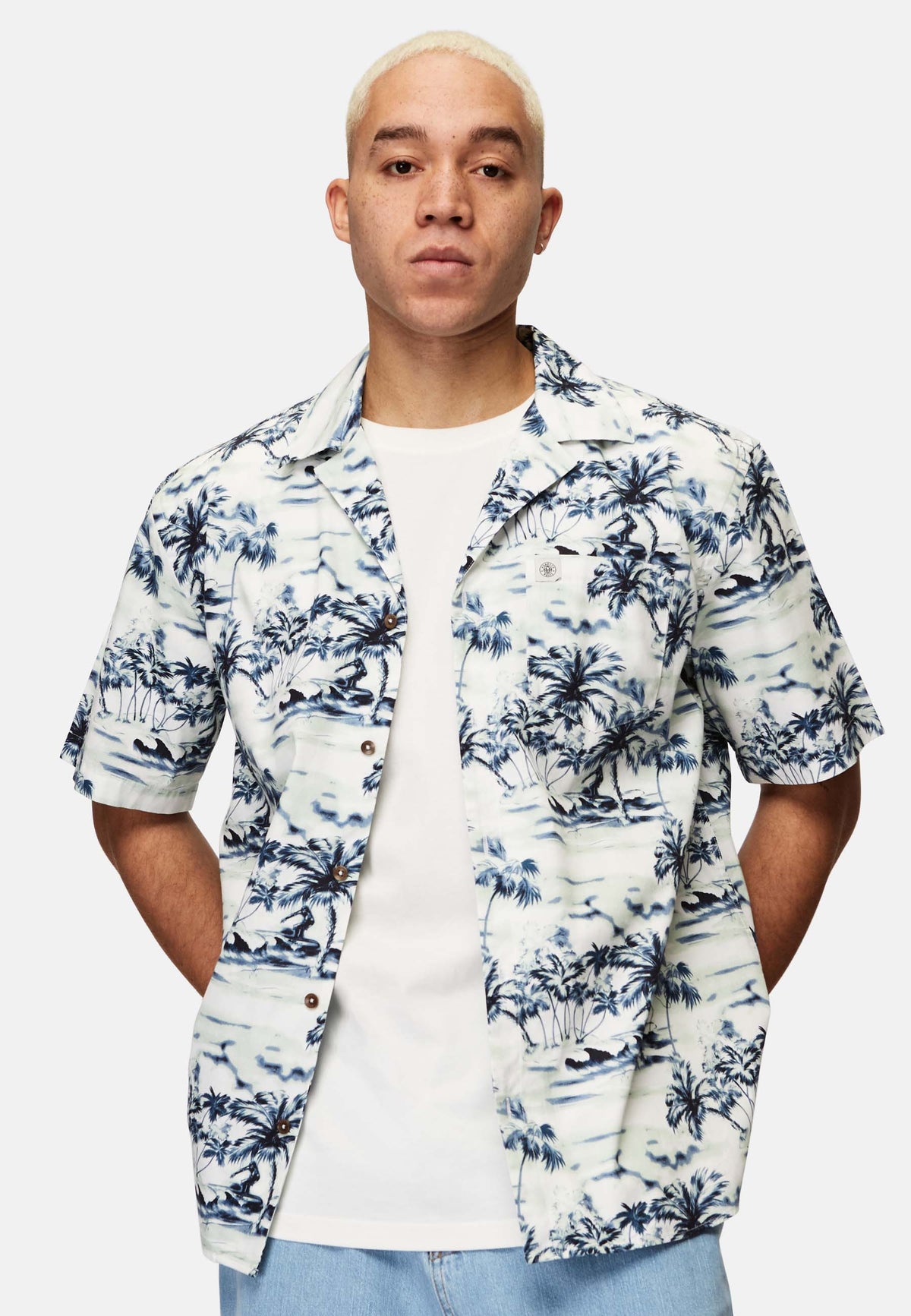 Revelse™ Organic Cotton Loose Fit Short Sleeve Shirt Blue