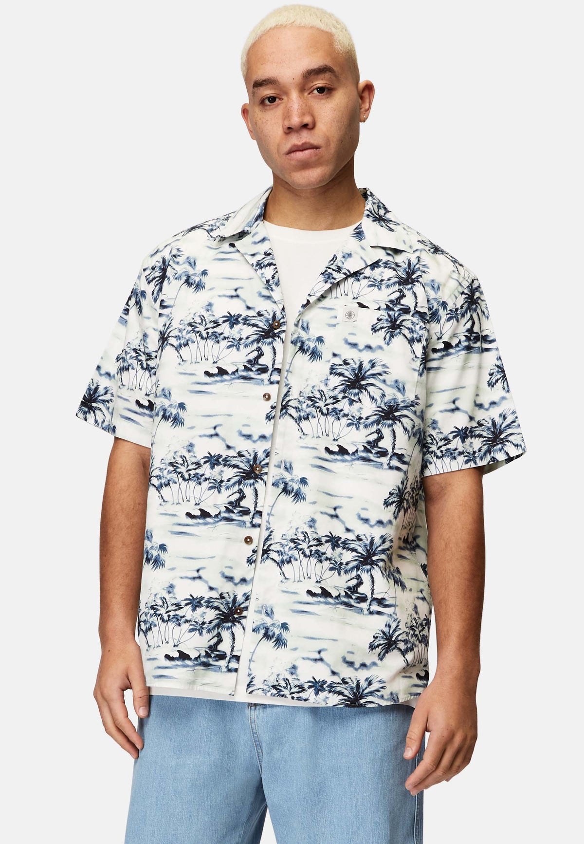 Revelse™ Organic Cotton Loose Fit Short Sleeve Shirt Blue