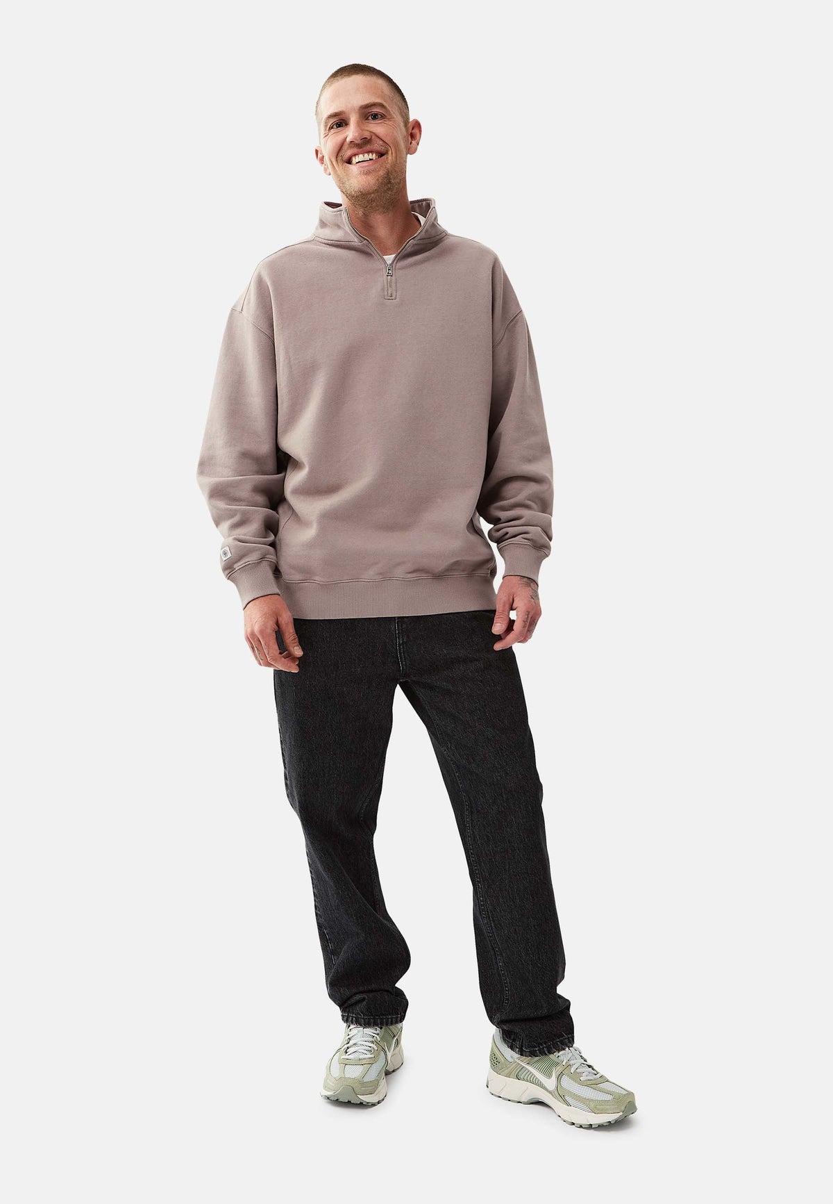 Revelse™ Organic Cotton Quarter Zip Sweatshirt Mud