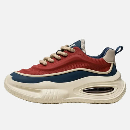 Chunky Air Cushion Trainers Red Black And Beige