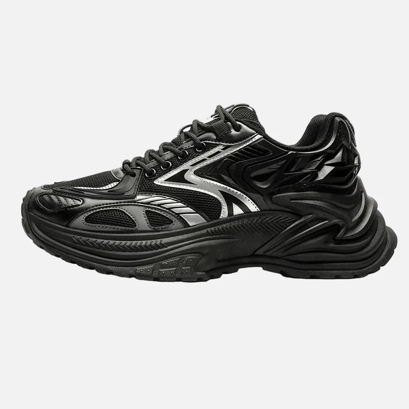 Chunky sports trainers styled for a casual streetwear outfit