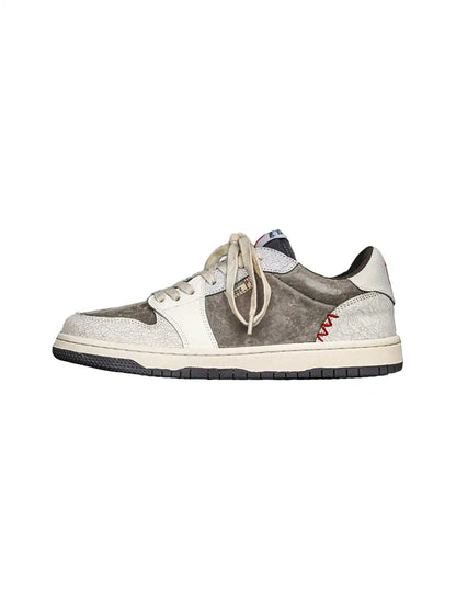 Worn Suede Panel Low Top Trainers