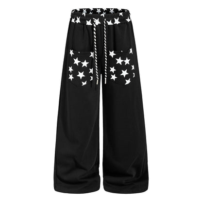 Star Print Baggy Sweatpants Relaxed Streetwear Trousers