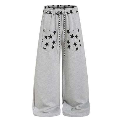Star Print Baggy Sweatpants Relaxed Streetwear Trousers