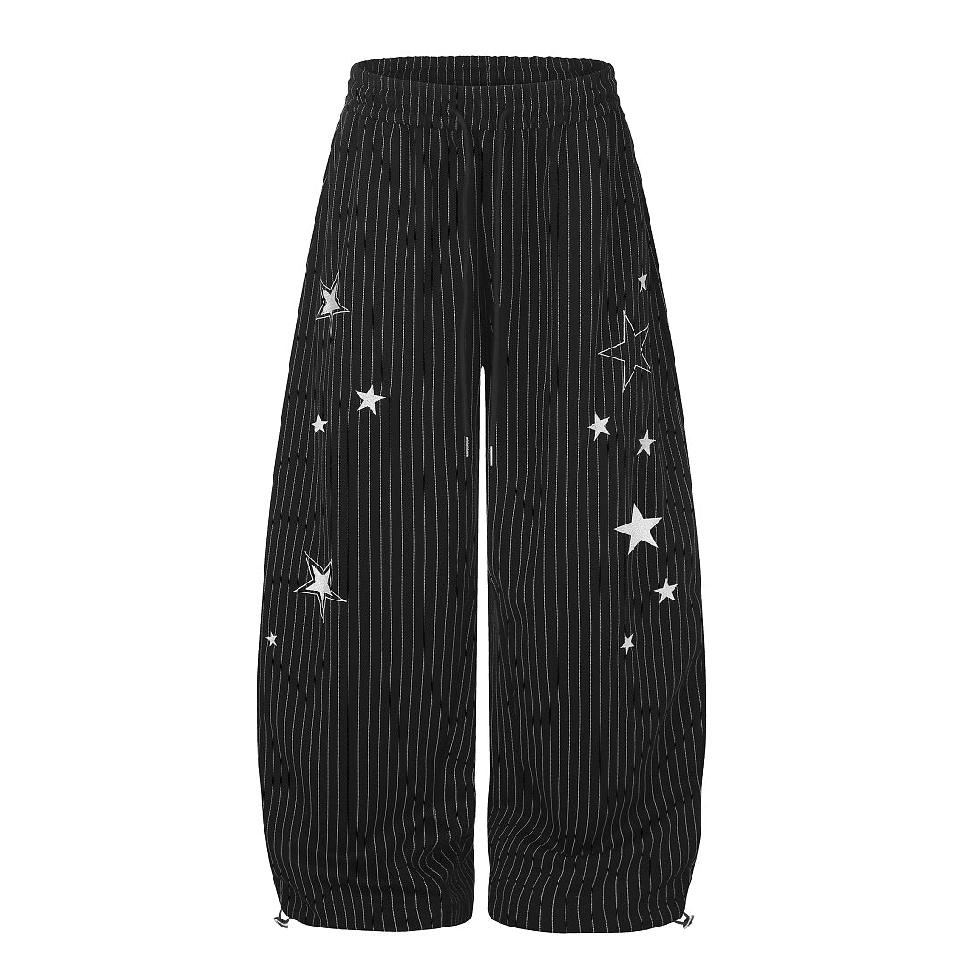 Star Embroidered Baggy Barrel Sweatpants