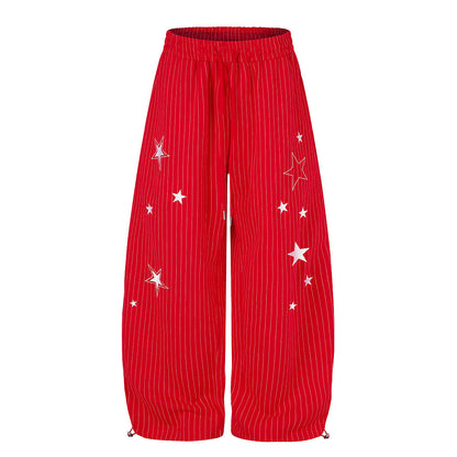 Star Embroidered Baggy Barrel Sweatpants
