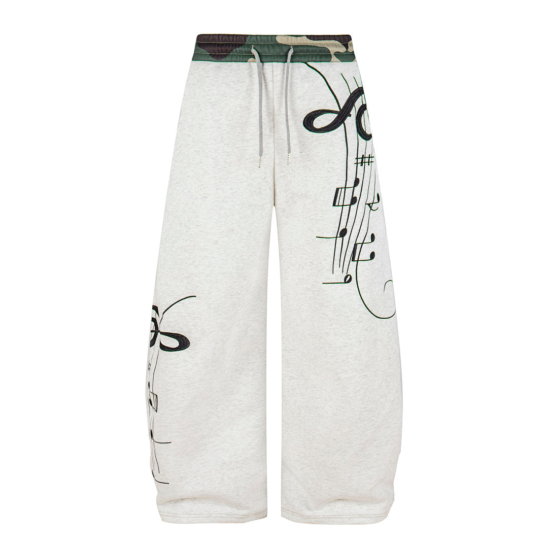 Camouflage Baggy Sweatpants With Barrel Fit