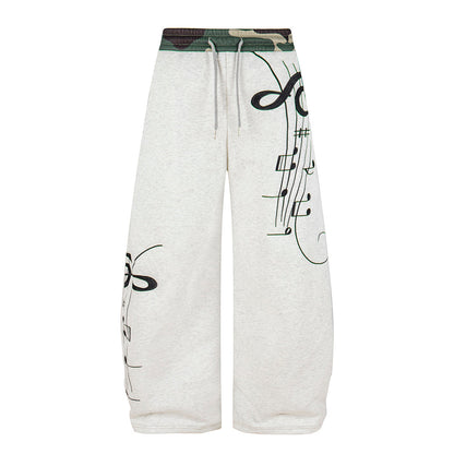 Camouflage Baggy Sweatpants With Barrel Fit