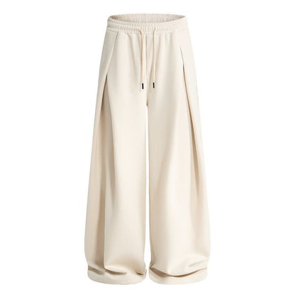 Pleated Baggy Sweatpants With Elastic Waist