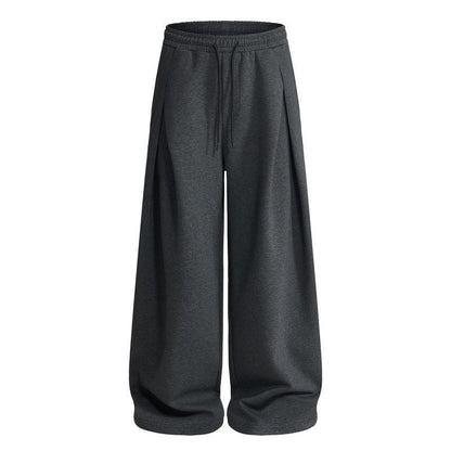 Pleated Baggy Sweatpants With Elastic Waist